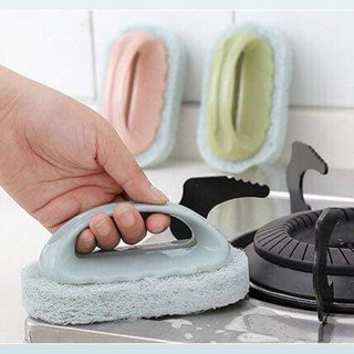 Bàn Cọ Chà Vệ Sinh Nhà Bếp Có Tay Cầm - Mút Xốp Cọ Xoong Nồi , Nhà Tắm Tiện Dụng