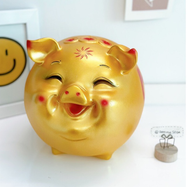 Heo Híp cười Hàn Quốc màu GOLD VIP size to ống tiết kiệm trang trí quà tặng TIỆM MẸ SODA