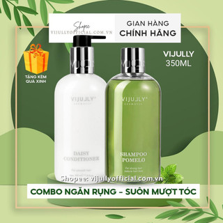 Bộ gội xả Vijully dầu gội bưởi và dầu xả dừa hoa cúc phục hồi tóc, giữ nếp tóc suôn mượt