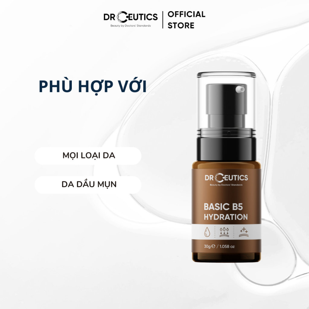 DRCEUTICS Tinh Chất B5 Basic Hydration 5% DrCeutics Cho Da Dầu Mụn (30ml)