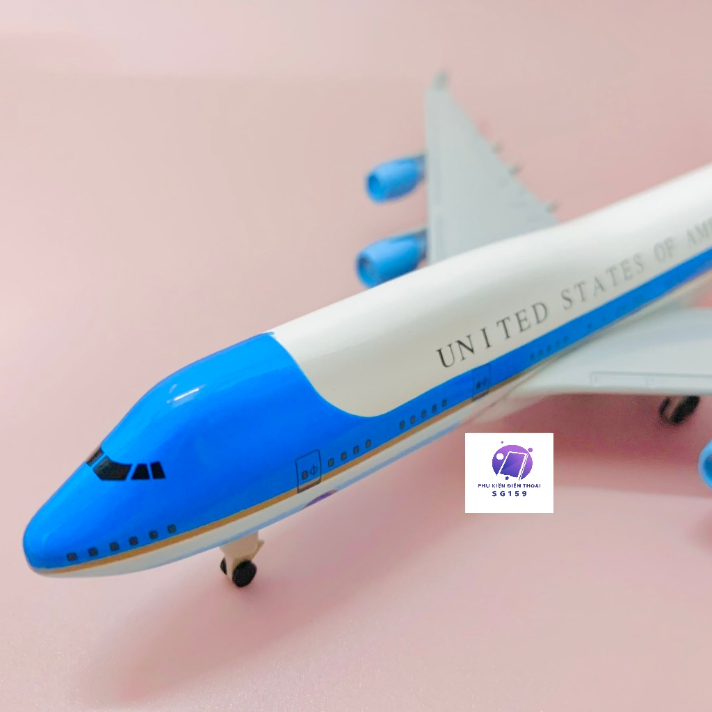MÔ HÌNH MÁY BAY BOEING 747 , MÔ HÌNH KIM LOẠI CAO CẤP 20CM CÓ BÁNH XE