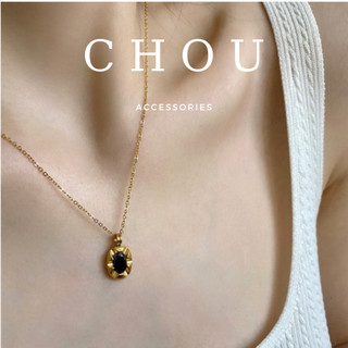 Dây chuyền titan, vòng cổ titan oval đen | chou accessories |