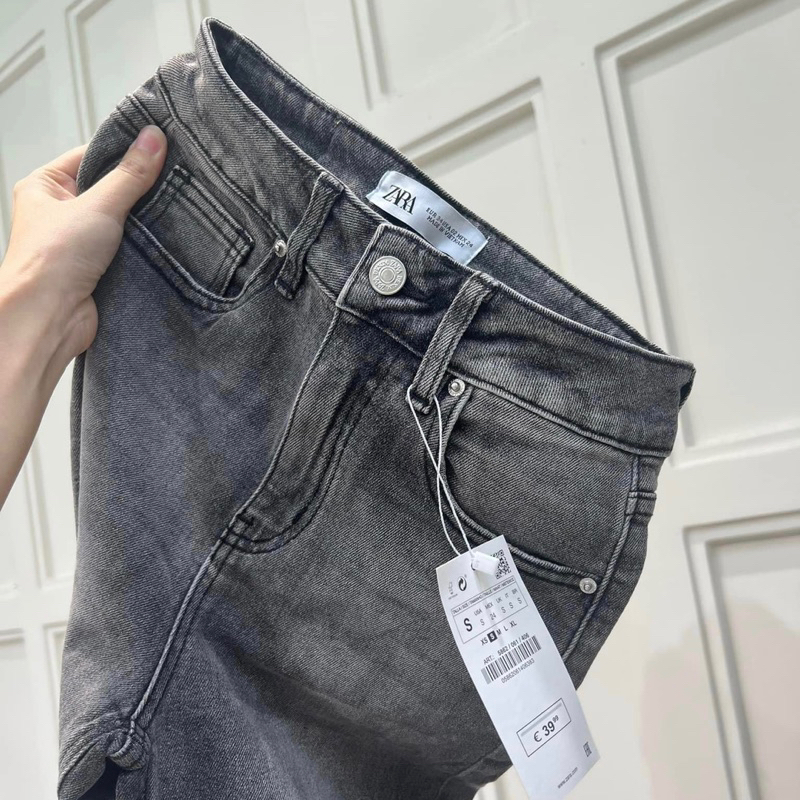 Quần jeans suông ống rộng xám khói Za.ra