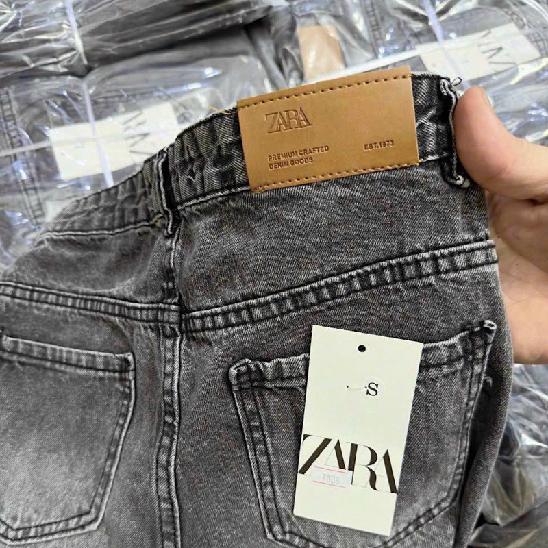 Quần jeans suông ống rộng xám khói Za.ra