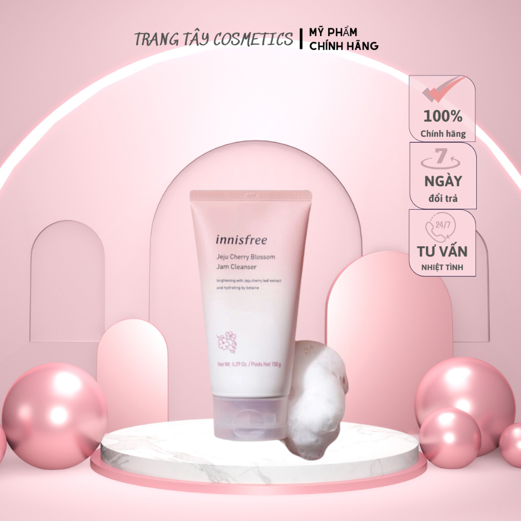 Sữa Rửa Mặt Dưỡng Ẩm, Sáng Da Innisfree Jeju Cherry Blossom Jam Cleanser 150g