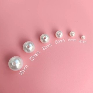 Hạt ngọc trai nhựa có lỗ nhiều cỡ - gói 10 gam