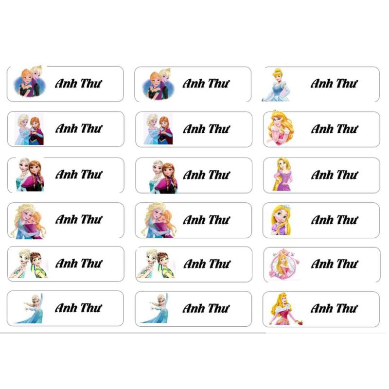 Set 70c Sticker dán đồ dùng học tập cho bé