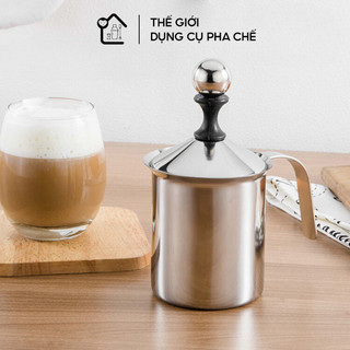 Ca đánh sữa lạnh tạo bọt, Ca đánh sữa latte cầm tay inox dung tích 400ml, 800ml
