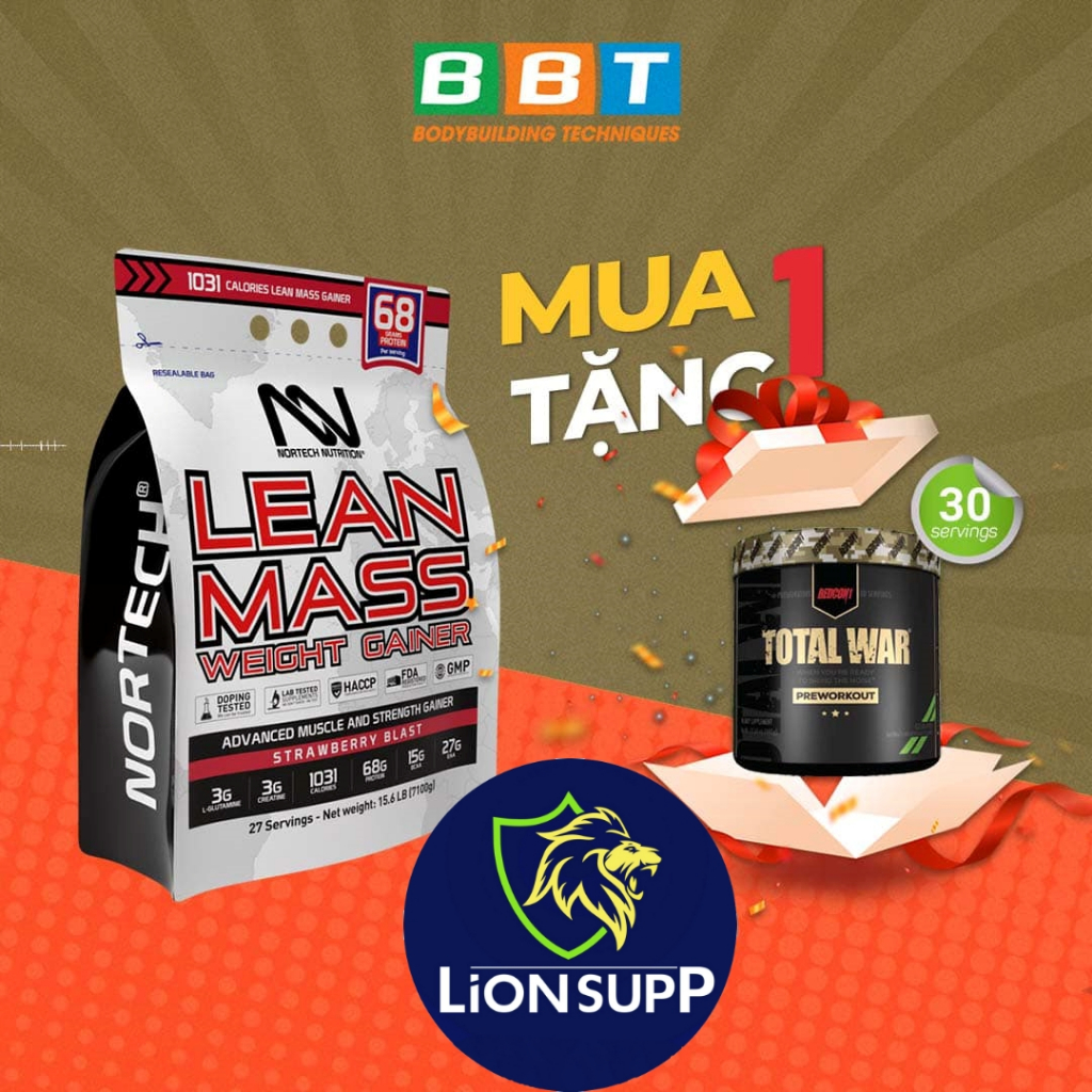 LEAN MASS 7KG TĂNG CÂN TĂNG CƠ NẠC TẶNG PRE WORKOUT TOTAL WAR