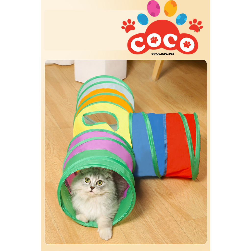 Đồ Chơi Đường Hầm/Ống Trốn Tìm Cho Mèo Gấp Gọn Tiện Dụng Vui Nhộn