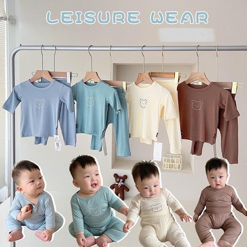 TL1- (8-18kg) BỘ QUẦN ÁO DÀI TAY IN GẤU CHẤT THUN LẠNH LOẠI 1 CHO BÉ MẶC THU ĐÔNG ĐIỀU HOÀ