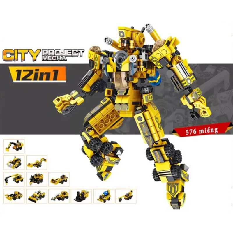 Đồ chơi mô hình lắp ráp trẻ em - Robot biến hình - Mecha 12 in 1 - Qùa tặng bé trai bé gái - Nhựa ABS