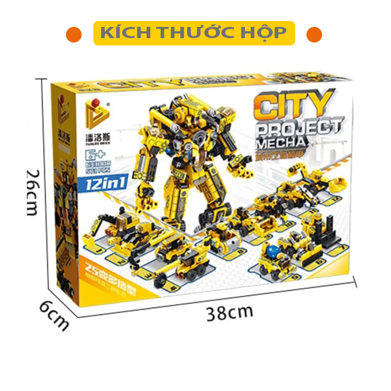 Đồ chơi mô hình lắp ráp trẻ em - Robot biến hình - Mecha 12 in 1 - Qùa tặng bé trai bé gái - Nhựa ABS