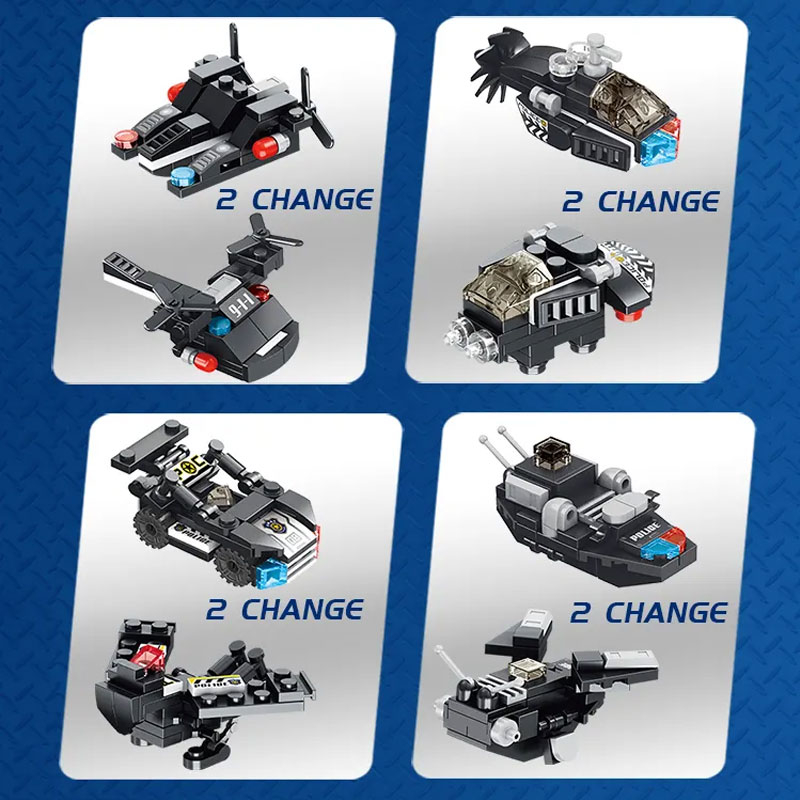 Đồ chơi mô hình lắp ráp trẻ em - Robot biến hình - Siêu xe Thiết Gíap Swat 12 in 1 572 chi tiết - Qùa tặng - Nhựa ABS