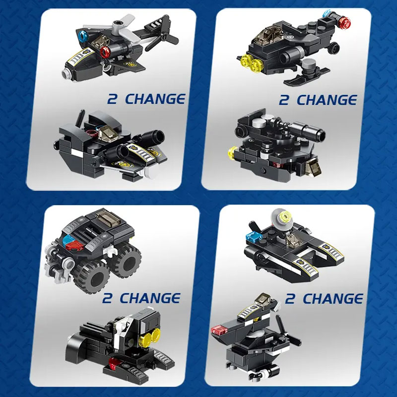 Đồ chơi mô hình lắp ráp trẻ em - Robot biến hình - Siêu xe Thiết Gíap Swat 12 in 1 572 chi tiết - Qùa tặng - Nhựa ABS