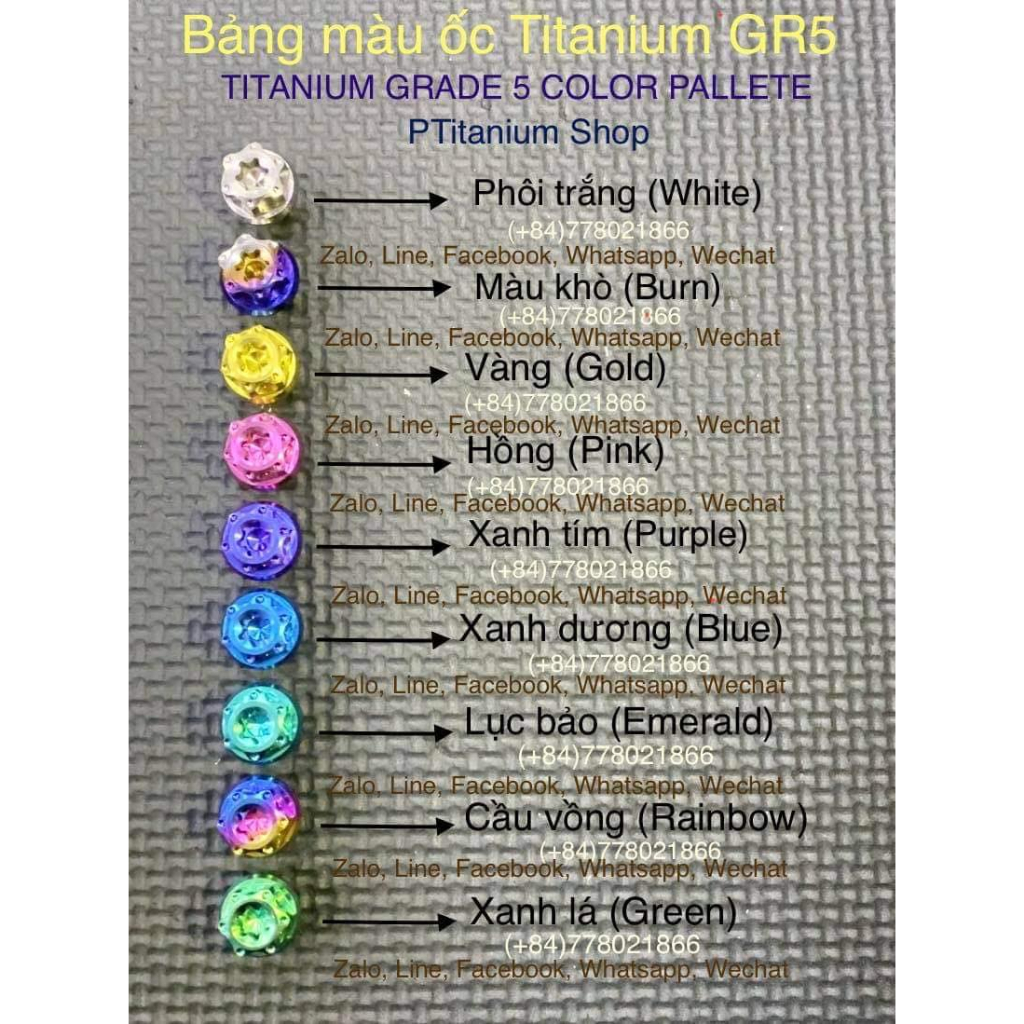 Ốc Dù Dày 8li20 8li25 8li30 8li35 8li40 8li45 8li50 8li60 Titan GR5