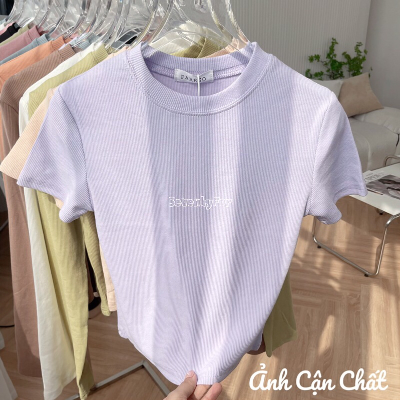 Áo Thun Croptop Nữ Ngắn Tay Nhiều Màu Cổ Tròn Thun Gân Bozip Dáng Vừa