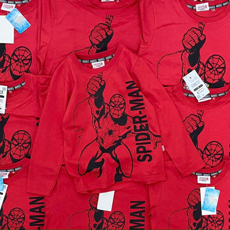 Áo cotton dài tay Marvel dư xịn cho bé trai size từ 14-40 cân
