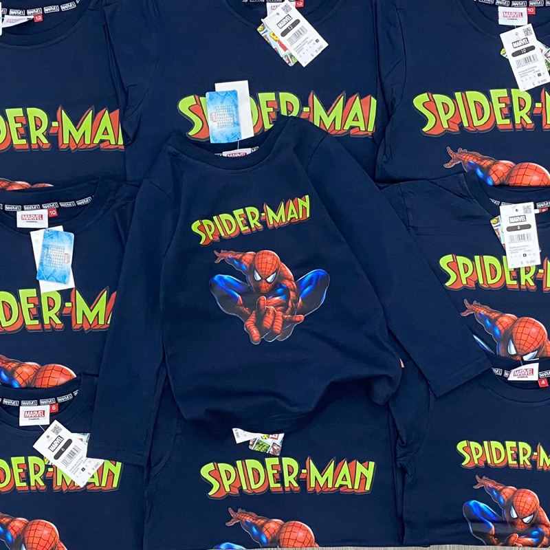 Áo cotton dài tay Marvel dư xịn cho bé trai size từ 14-40 cân