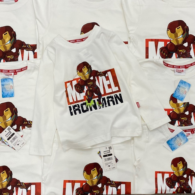 Áo cotton dài tay Marvel dư xịn cho bé trai size từ 14-40 cân