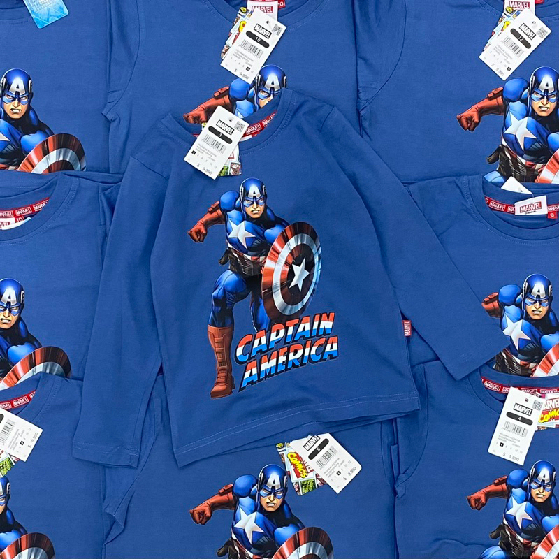 Áo cotton dài tay Marvel dư xịn cho bé trai size từ 14-40 cân