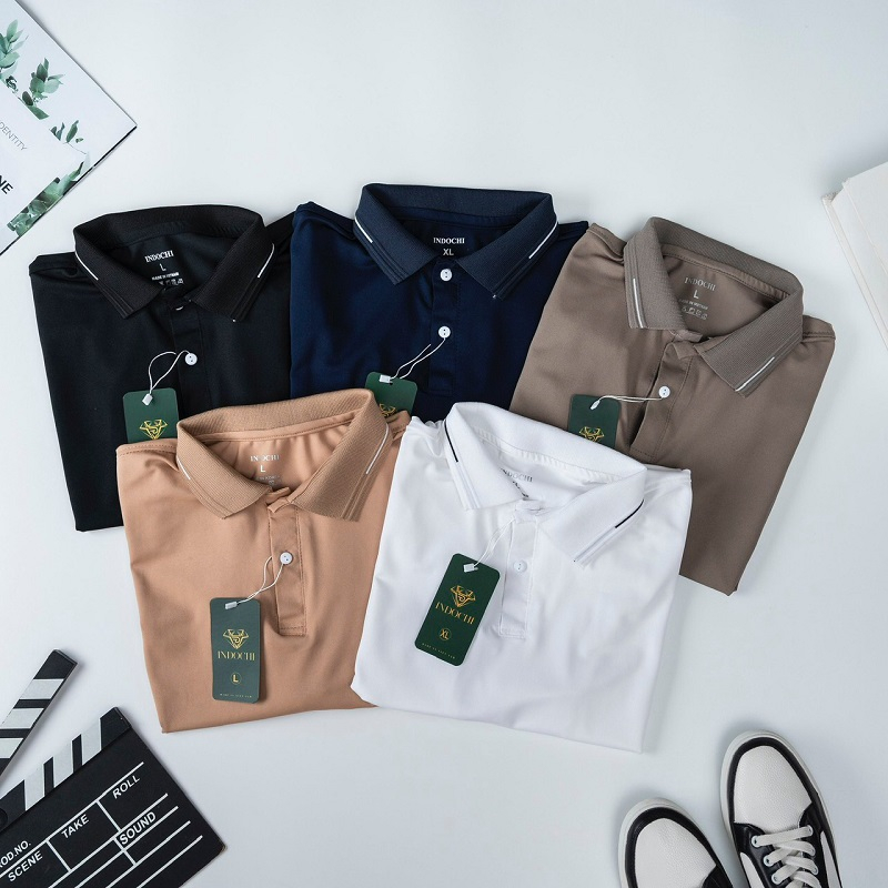 Áo Polo Nam INDOCHI Vải Cá Sấu Cotton Cao Cấp Ngắn Tay Sang Trọng Và Thanh Lịch PL022