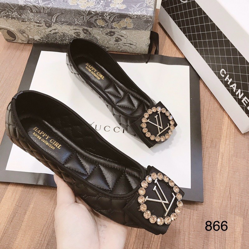 Giày bệt trần chỉ tag logo đá X, L V mã 866, 747