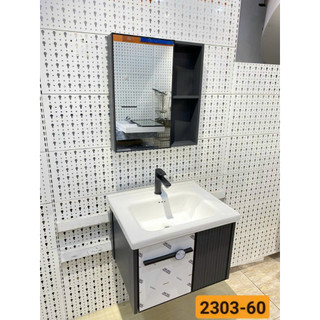 Tủ lavabo treo + tủ gương treo + mặt lavabo kích thước 60cm
