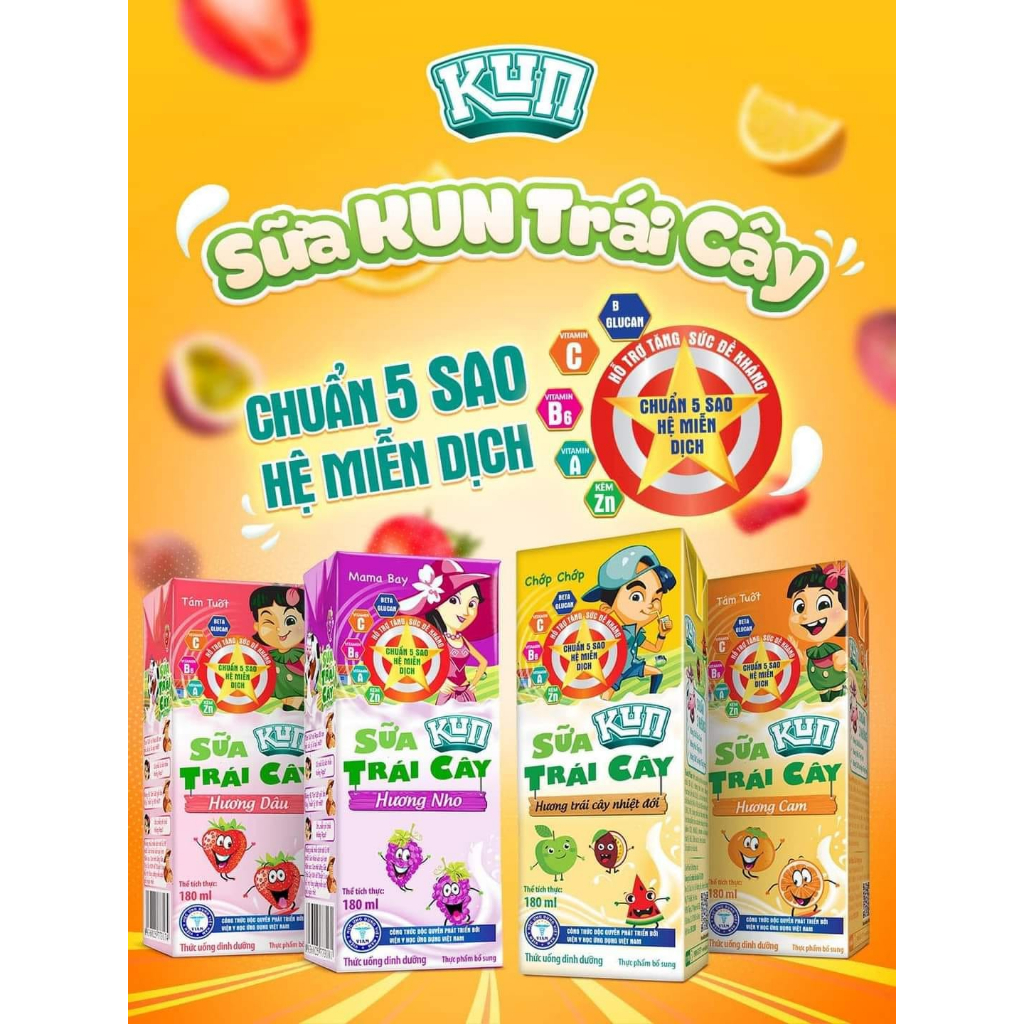 Thùng 48 hộp Sữa Kun trái cây đủ hương vị 110ml (date mới nhất 2024)