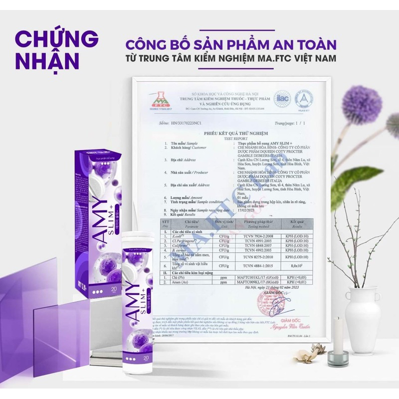 Viên sủi giảm cân Amy slim 1 hộp dùng 20 ngày