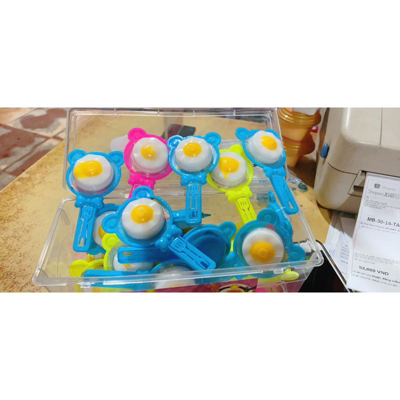 hộp 30 chiếc kẹo thạch pudding hình trứng tráng kèm kẹo nổ siêu ngon