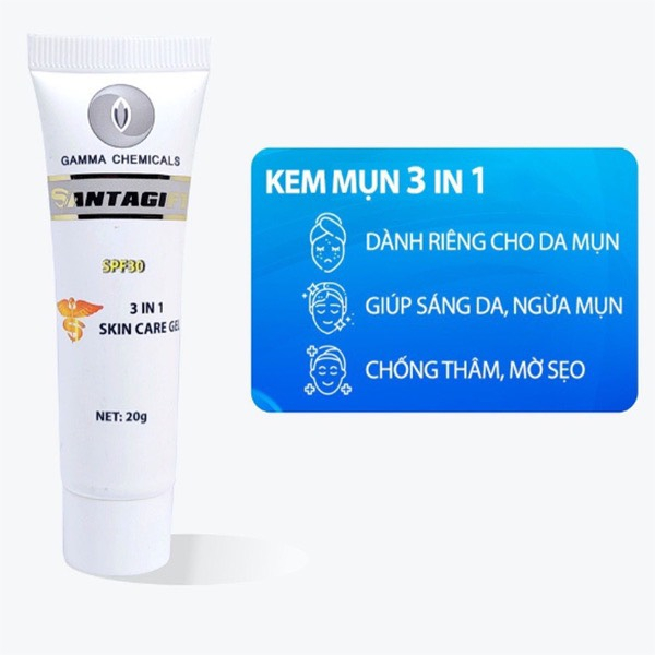 Gel giảm mụn Gamma SANTAGIFT sáng da, ngừa mụn, giảm thâm 20g