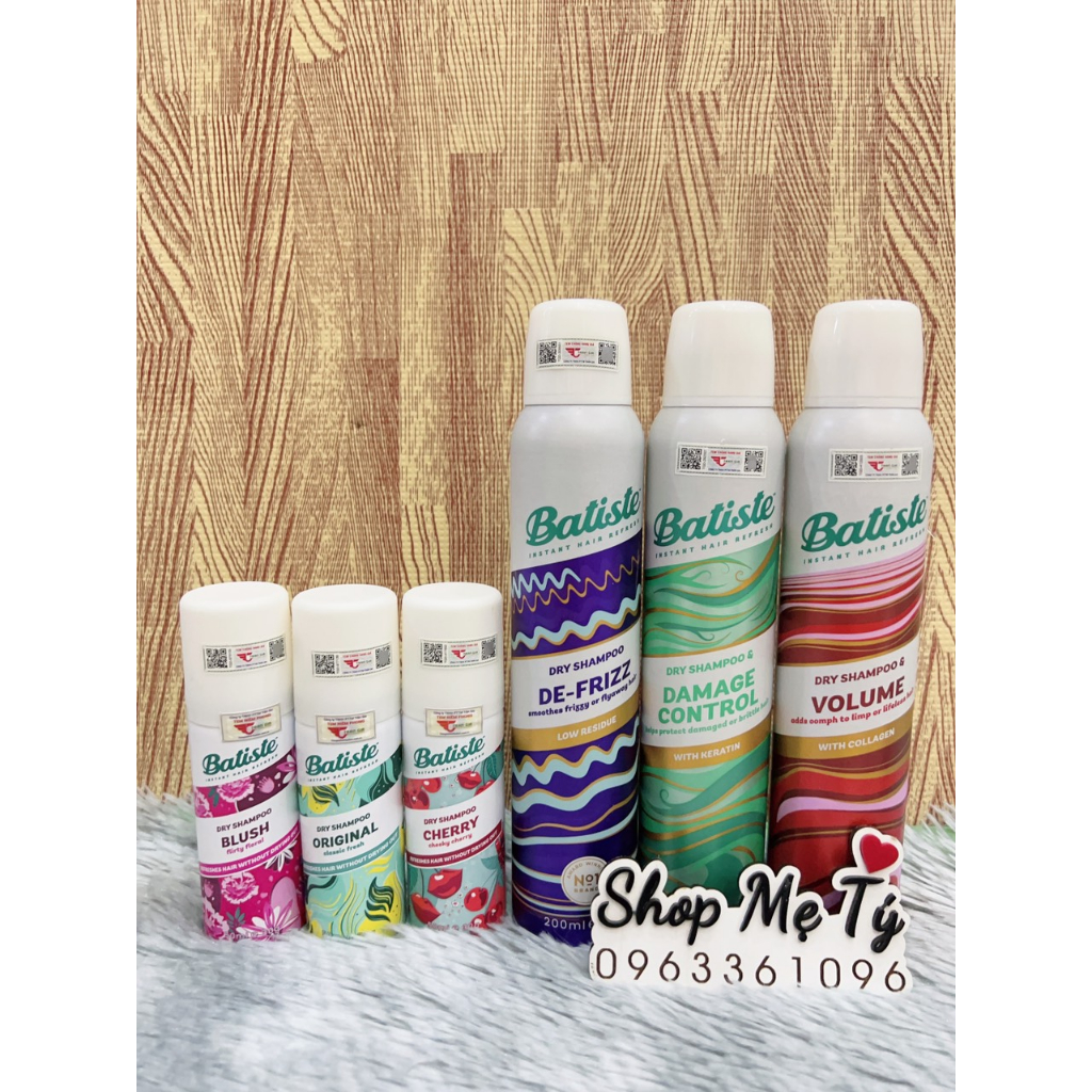 Dầu Gội Khô Batiste Dry Shampoo 200ml Hết Ngứa, Hết Bết Dính Tóc Bồng Bềnh Tức Thì