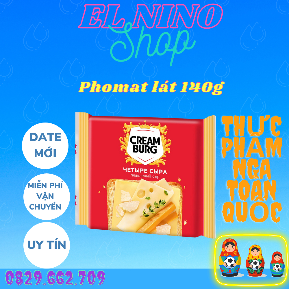 Phomai lát Creamburg , phô mai con bò cười nhập khẩu Nga 140g