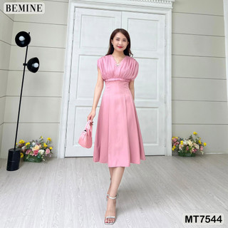 Đầm thiết kế tay nhún tùng xếp ly BEMINE MT7544