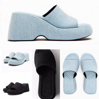 ORDER ✅ ZR dép denim quai ngang bánh mì 8cm