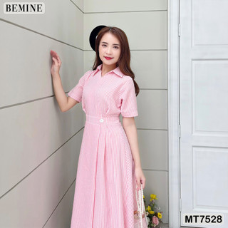Đầm dáng dài cổ sơ mi ngắn tay bemine mt7528