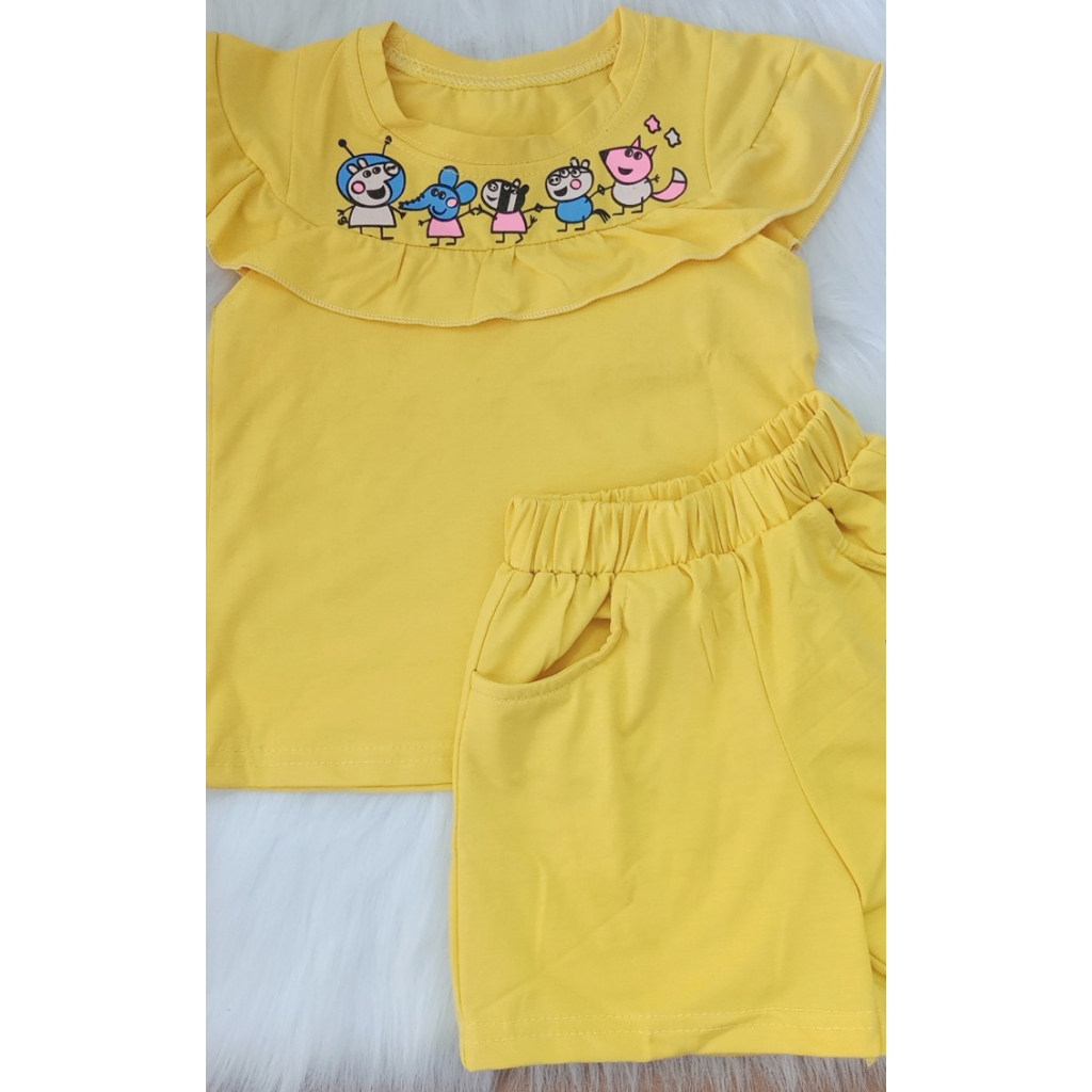 Đồ bộ bé gái tay cánh tiên thun cotton 4 chiều mềm mịn size nhí 1-5 tuổi