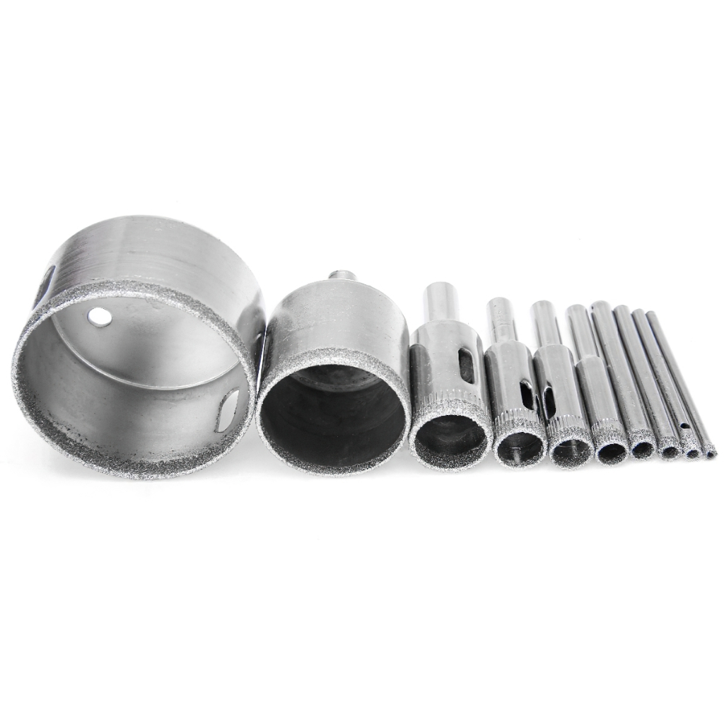 Stiup Bộ 10 dụng cụ kim cương tráng mũi khoan đặt gạch lát đá cẩm thạch thủy tinh 3 mm-50mm