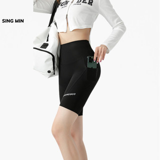Quần legging đùi cạp cao có túi SINGMIN nâng mông, gen bụng phiên bản cao cấp cạp to dày