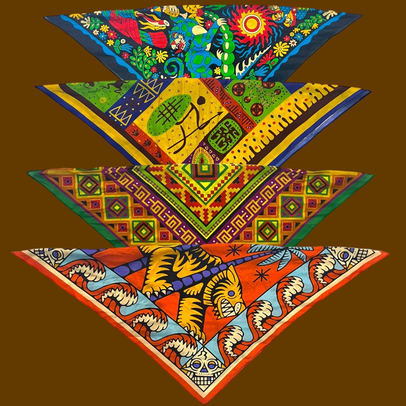 Khăn bandana cartoon màu sắc phong cách vintage cotton size 55x55cm