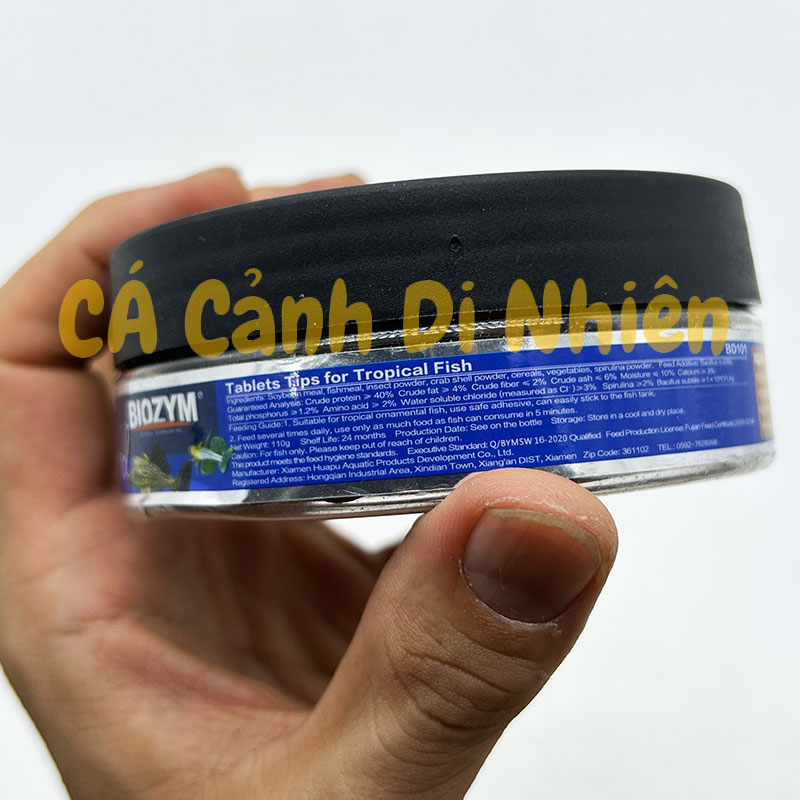 Thức ăn dán kính BIOZYM Tropical Fish Food Tablet 110 gram cho cá cảnh hũ 200 viên