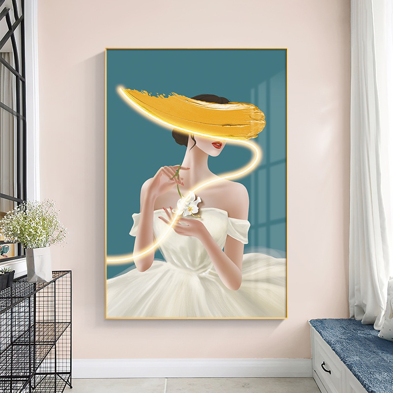 Tranh Canvas Hình Cô Gái Và Hoa Hướng Dương Trang Trí Nội Thất