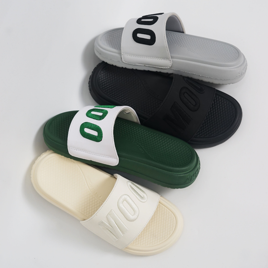 Dép quai ngang logo thêu 3d MOOVER dép unisex slipper cá tính đế cao 4cm êm chân chống thấm nước