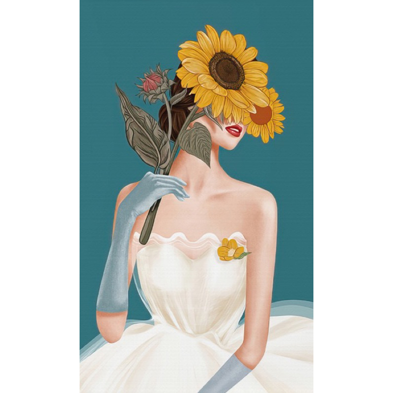 Tranh Canvas Hình Cô Gái Và Hoa Hướng Dương Trang Trí Nội Thất