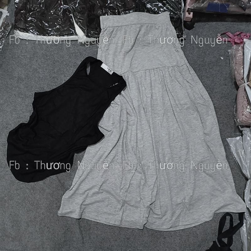 Set váy dáng dài áo sát nách lai bầu hàng đẹp chuẩn mẫu