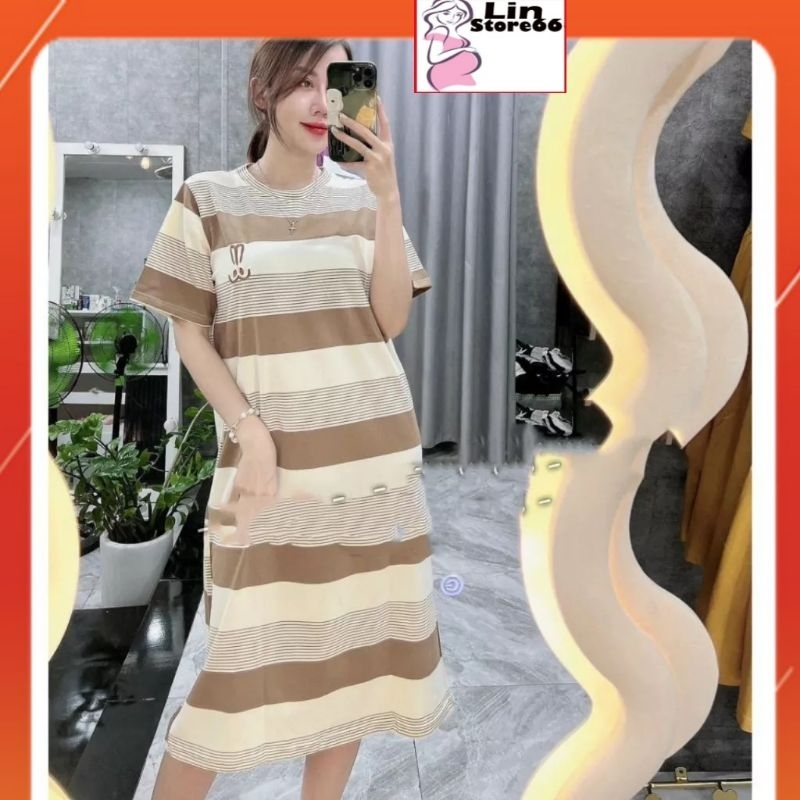 Váy Bầu Mùa Hè, Đầm Bầu Kẻ Dọc Ngang Thiết Kế Xinh Xắn ĐI Làm Đi Chơi A184 LinStoree66
