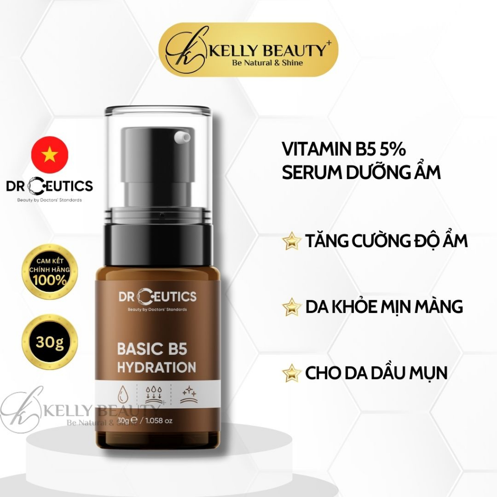 Serum Basic B5 Hydration DrCeutics - Cấp Ẩm, Phục Hồi Da; Làm Dịu, Mềm Mịn Da - Phù Hợp Da Dầu Mụn | Kelly Beauty