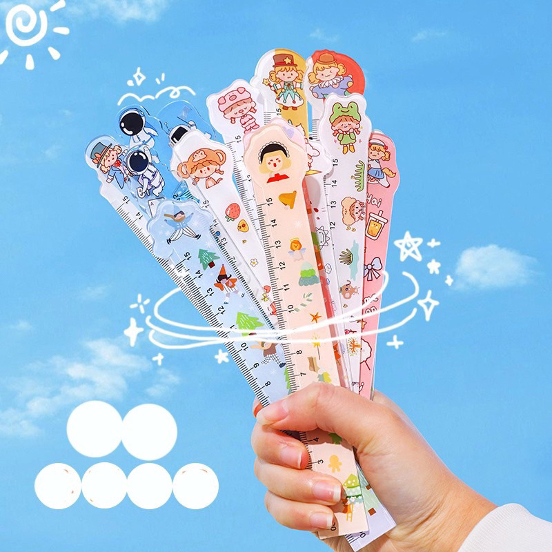 Thước kẻ cứng hoạ tiết hoạt hình dễ thương 15cm 🌸