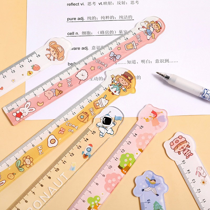 Thước kẻ cứng hoạ tiết hoạt hình dễ thương 15cm 🌸